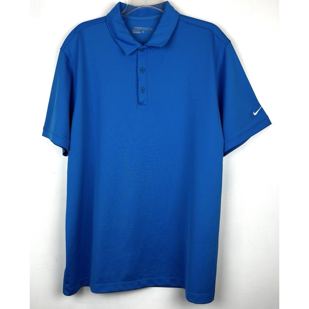 Nike Golf Polo Shirt Mens XL Blue Embroidered Swoosh Logo Casual Sporty Preppy